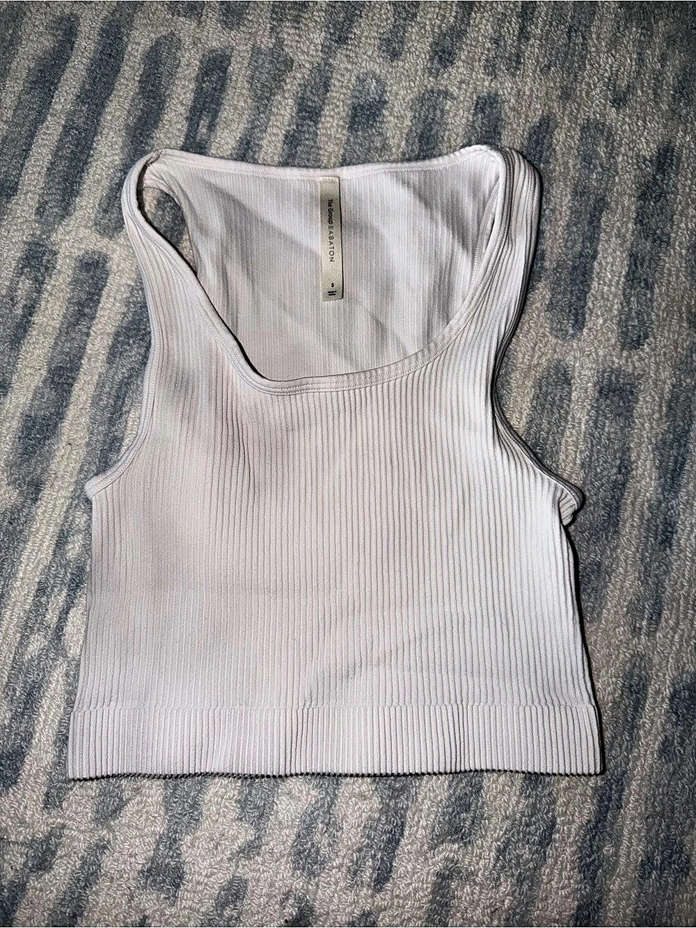 Aritzia Babaton Ribbed White Cropped Tank